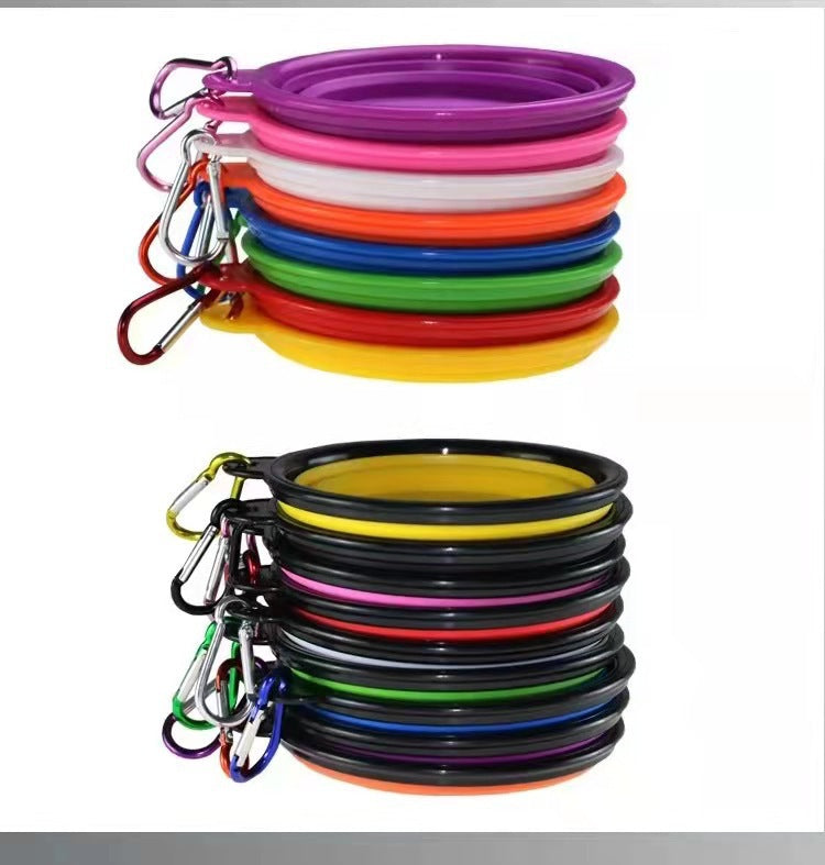 Portable pet dog folding bowl slow food bowl silicone pet bowl dog basin cat bowl drinking water supplies