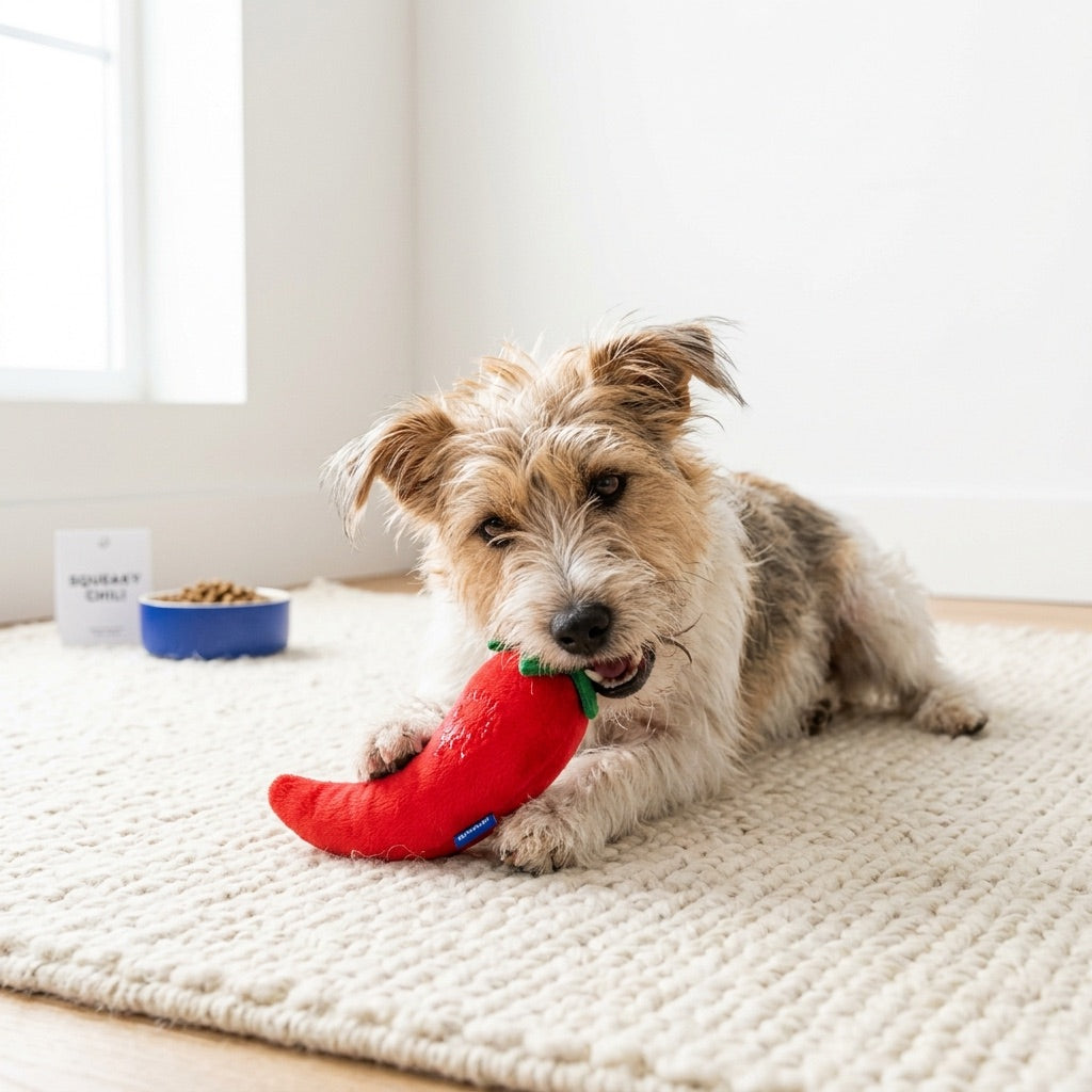 A pit bull mix playing with a blue Pawgevity rope toy
